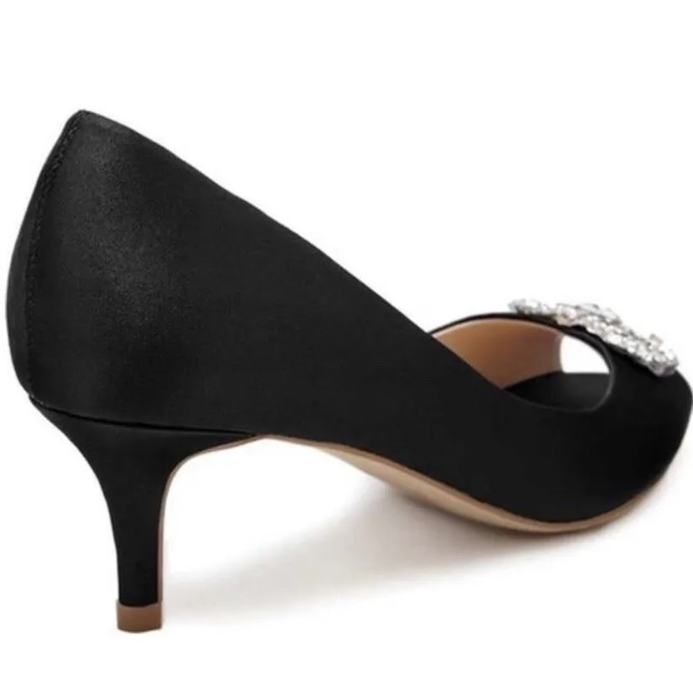 NIB Paradox London Women's Prunella Pump, Size 8.5 M. Rhinestones Black satin. - Picture 3 of 6